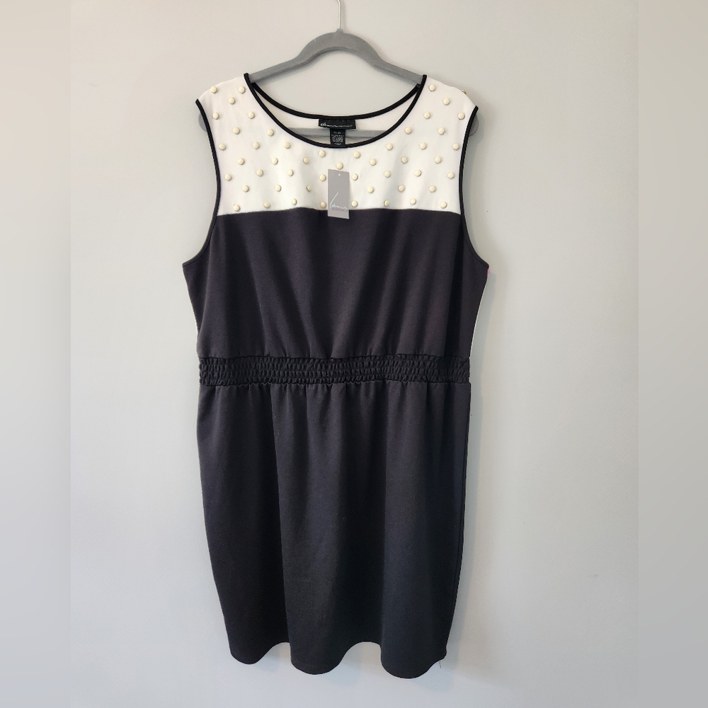 NWT Lane Bryant Black & White Embellished Stretch Knit Dress sz 18/20